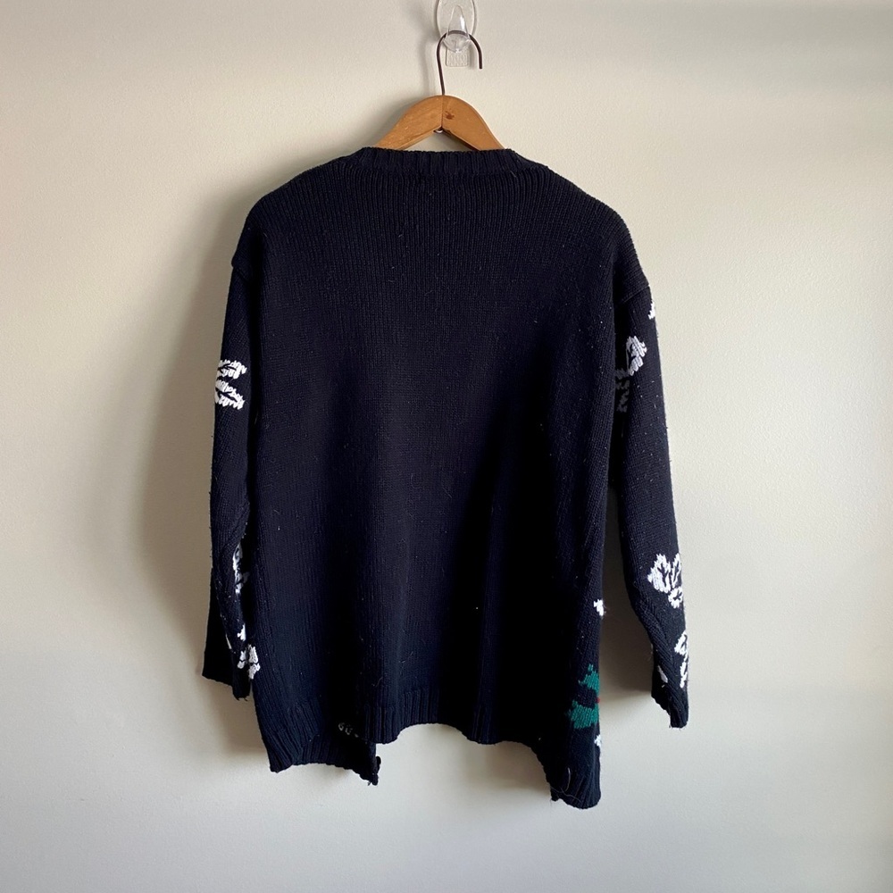 Vintage Cabin Creek Holiday Holly Embroidered Knit Button Cardigan - Picture 2 of 4